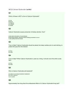 MCQ Calcium Hydroxide Ca(OH)2 Q1 Q2 Q3 Q4 Q5 Q6