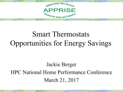 Smart Thermostats: Opportunities for Energy Savings