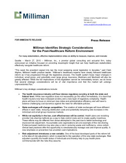 Milliman Identifies Strategic Considerations for the Post