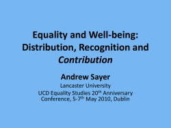 Equality and Well-being: Distribution