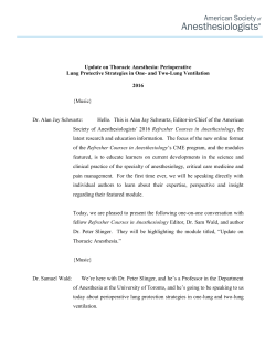 Update on Thoracic Anesthesia - ASA Education Center