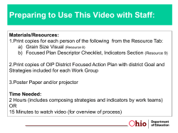 GOAL, STRATEGY, ACTION, TASK AND INDICATOR DEFINITIONS