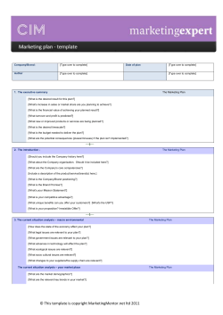 Company/Brand: [Type over to complete] Date of plan [Type over to