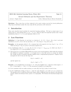 Kernel Methods and the Representer Theorem 1