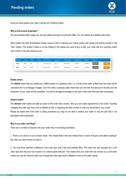 Pending orders - Sharemarket Game