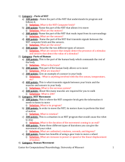 1) Category &ndash; Parts of NXT a) 100 points &ndash; Name the part of the NXT