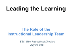 The Role of the Instructional Leadership Team