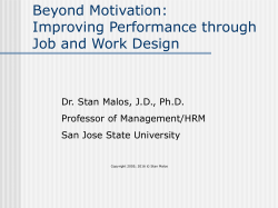 Motivation and Job Design - San Jose State University