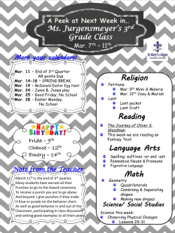 Ms. Jurgensmeyer`s 3 rd Grade Class
