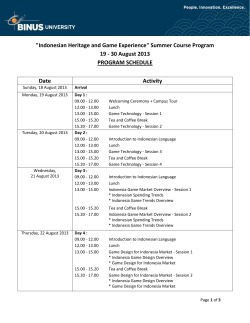 "Indonesian Heritage and Game Experience" Summer Course