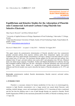 Equilibrium and Kinetics Studies for the Adsorption of Fluoride onto