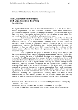 The Link between Individual and Organizational Learning