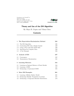 Theory and Use of the EM Algorithm Contents