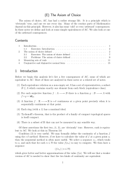 (E) The Axiom of Choice Contents 1 Introduction