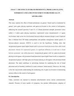 THE EFFECTS OF BRAND PROMINENCE, PRIOR GAME PLAYING