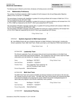 Mathematics Proficiency Systems Approach to Math Improvement