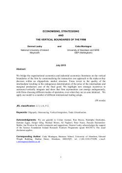 Economising, Strategising and the Vertical Boundaries of the Firm