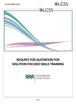 RFQ Solution Focused Skills training