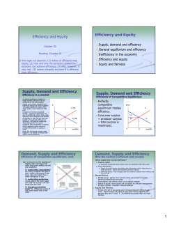 Efficiency and Equity Efficiency and Equity