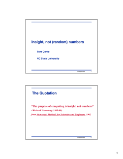 Insight, not (random) numbers The Quotation