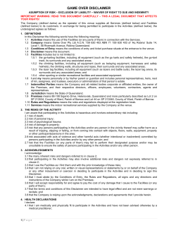 Disclaimer including Waiver of Right to Sue and Indemnity (club