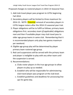 Proposed changes to rostered players in 2014-15 Seasonal