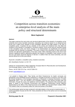Competition across transition economies [EBRD