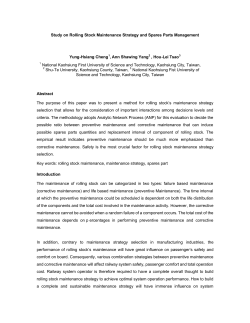 Study on Rolling Stock Maintenance Strategy and Spares Parts