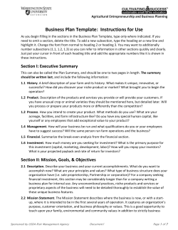 Business Plan Template: Instructions for Use