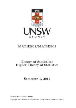 MATH2801/MATH2901 Theory of Statistics