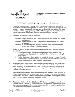Partial Day Guidelines - Department of Education