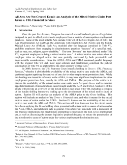 All Acts Are Not Created Equal: An Analysis of the Mixed Motive