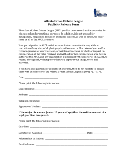 Atlanta Urban Debate League Publicity Release Form The Atlanta
