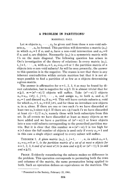 A PROBLEM IN PARTITIONS1 Let m objects x\f &bull; &bull; &bull; , xm be given