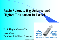 Hagit Messer-Yaron, 2014 Basic Science, Big Science and Higher