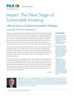 Impact: The Next Stage of Sustainable Investing