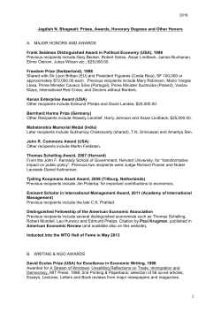 1 Jagdish N. Bhagwati: Prizes, Awards