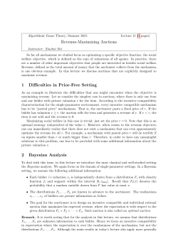 Lecture 11, Revenue-Maximizing Auctions, July 13, 2015