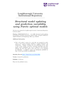 Structural model updating and prediction variability using Pareto