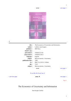 The Economics of Uncertainty and Information