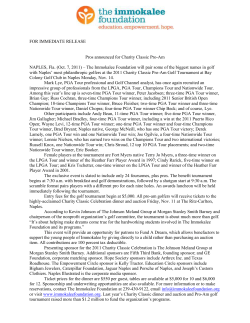 FOR IMMEDIATE RELEASE Pros announced for Charity Classic Pro