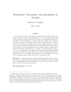 Strategic Teaching and Learning in Games