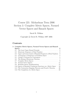 Complete Metric Spaces, Normed Vector Spaces and