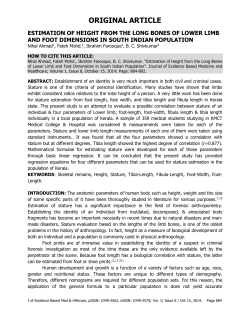 original article estimation of height from the long bones of lower limb
