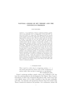 NATURAL AXIOMS OF SET THEORY AND THE CONTINUUM