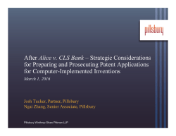 After Alice v. CLS Bank &ndash; Strategic Considerations for Preparing and