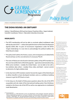 the doha round: an obituary - Global Governance Programme