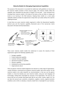 Maturity Models for Managing Organisational Capabilities