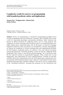 Complexity results for answer set programming with bounded