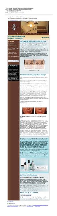 Summer News Blast and Offers from Presidio Dermatology!